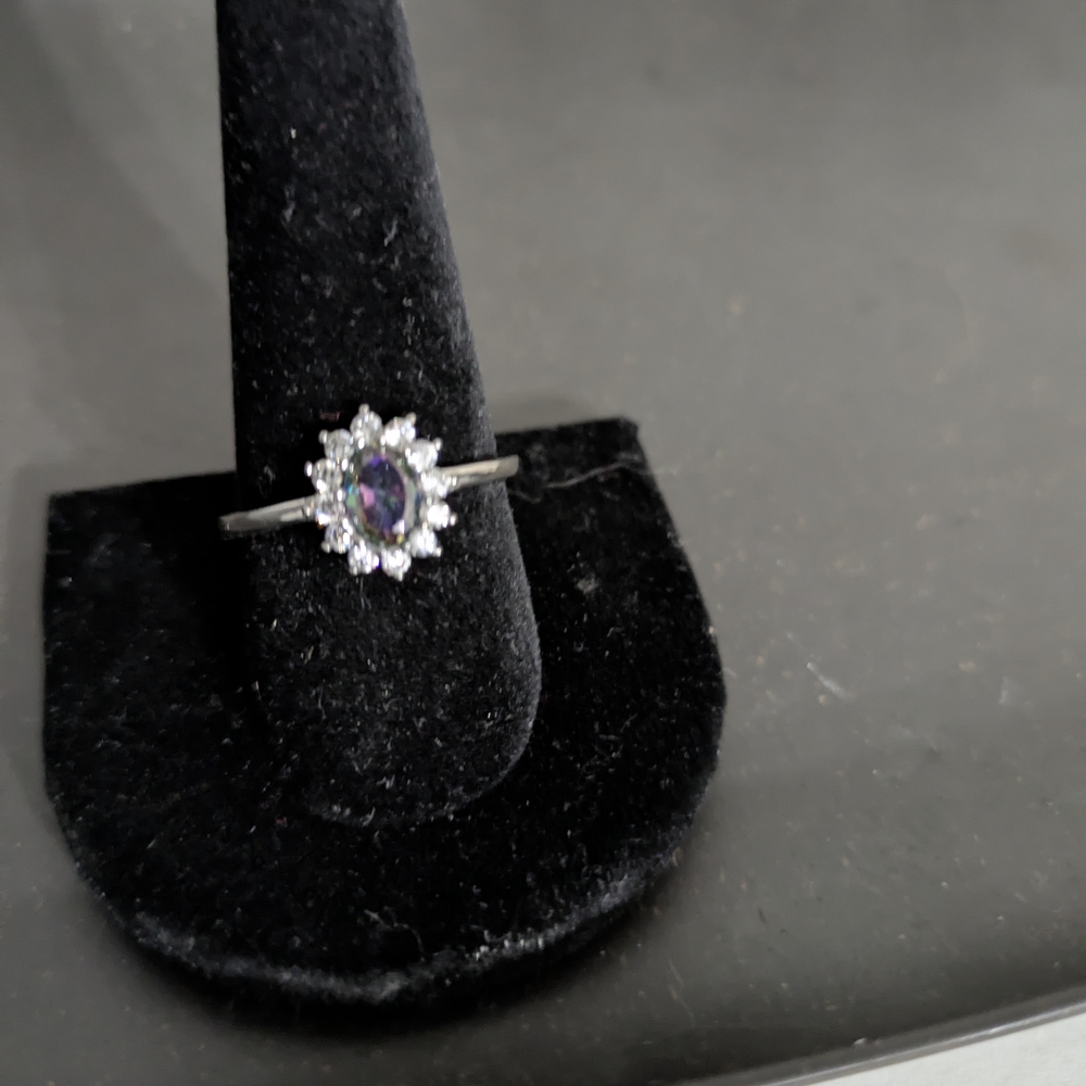 Dazzling Silver Ring with Purple Gemstone